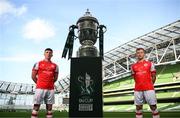 3 October 2023; Joe Redmond, left, and Jamie Lennon of St Patrick's Athletic during the Sports Direct Men’s FAI Cup Semi-Final's media day at Aviva Stadium in Dublin. Photo by Stephen McCarthy/Sportsfile