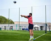 4 October 2023; Ronan Kelleher throws a lineout during an Ireland rugby squad training session at Complexe de la Chambrerie in Tours, France. Photo by Harry Murphy/Sportsfile