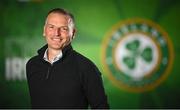 5 October 2023; Manager Jim Crawford stands for a portrait before a Republic of Ireland U21 squad announcement at the Aviva Stadium in Dublin. Photo by Seb Daly/Sportsfile