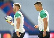 6 October 2023; Jonathan Sexton and Jack Crowley during an Ireland rugby captain's run at the Stade de France in Paris, France. Photo by Harry Murphy/Sportsfile
