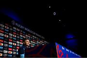 6 October 2023; National scrum coach John Fogarty during an Ireland rugby media conference at the Stade de France in Paris, France. Photo by Harry Murphy/Sportsfile