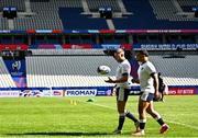 6 October 2023; Finn Russell and Sione Tuipolutu of Scotland during the Scotland rugby captain's run at the Stade de France in Paris, France. Photo by Harry Murphy/Sportsfile