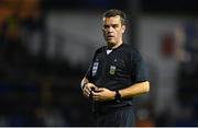 15 September 2023; Referee Rob Harvey during the Sports Direct Men’s FAI Cup quarter-final match between Finn Harps and St Patrick's Athletic at Finn Park in Ballybofey, Donegal. Photo by Ramsey Cardy/Sportsfile