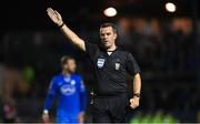 15 September 2023; Referee Rob Harvey during the Sports Direct Men’s FAI Cup quarter-final match between Finn Harps and St Patrick's Athletic at Finn Park in Ballybofey, Donegal. Photo by Ramsey Cardy/Sportsfile