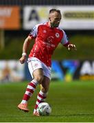 15 September 2023; Ryan McLoughlin of St Patrick's Athletic during the Sports Direct Men’s FAI Cup quarter-final match between Finn Harps and St Patrick's Athletic at Finn Park in Ballybofey, Donegal. Photo by Ramsey Cardy/Sportsfile