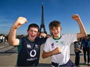 6 October 2023; Ireland supporters Ted and Sean Duffy from Navan, Meath, ahead of the 2023 Rugby World Cup Pool B match between Ireland and Scotland at the Eiffel Tower in Paris, France. Photo by Brendan Moran/Sportsfile