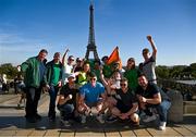 6 October 2023; Ireland supporters ahead of the 2023 Rugby World Cup Pool B match between Ireland and Scotland at the Eiffel Tower in Paris, France. Photo by Brendan Moran/Sportsfile