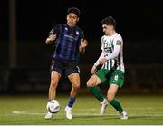 6 October 2023; German Fuentes Rodriguez of Athlone Town in action against Harry Groome of Bray Wanderers during the SSE Airtricity Men's First Division match between Athlone Town and Bray Wanderers at Athlone Town Stadium in Westmeath. Photo by Michael P Ryan/Sportsfile