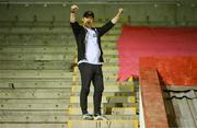 6 October 2023; Suspended Shelbourne manager Damien Duff celebrates after the SSE Airtricity Men's Premier Division match between Shelbourne and Dundalk at Tolka Park in Dublin. Photo by Stephen McCarthy/Sportsfile