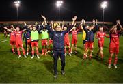 6 October 2023; Shelbourne coach David McAllister leads his side in celebration after the SSE Airtricity Men's Premier Division match between Shelbourne and Dundalk at Tolka Park in Dublin. Photo by Stephen McCarthy/Sportsfile