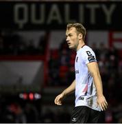 6 October 2023; Greg Sloggett of Dundalk during the SSE Airtricity Men's Premier Division match between Shelbourne and Dundalk at Tolka Park in Dublin. Photo by Stephen McCarthy/Sportsfile