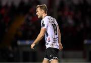6 October 2023; Greg Sloggett of Dundalk during the SSE Airtricity Men's Premier Division match between Shelbourne and Dundalk at Tolka Park in Dublin. Photo by Stephen McCarthy/Sportsfile