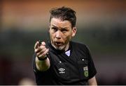 6 October 2023; Referee Eoghan O'Shea during the SSE Airtricity Men's Premier Division match between Shelbourne and Dundalk at Tolka Park in Dublin. Photo by Stephen McCarthy/Sportsfile