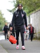 7 October 2023; Jonathan Afolabi of Bohemians arrives for the Sports Direct Men’s FAI Cup semi-final match between Galway United and Bohemians at Eamonn Deacy Park in Galway. Photo by Stephen McCarthy/Sportsfile