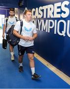 7 October 2023; Liam Turner of Leinster arrives before the pre-season friendly match between Castres and Leinster at the Stade Pierre Fabre in Castre, France. Photo by Manuel Blondeau/Sportsfile