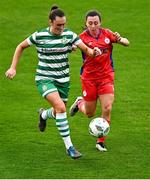 7 October 2023; Jessica Gargan of Shamrock Rovers in action against Megan Smyth-Lynch of Shelbourne during the SSE Airtricity Women's Premier Division match between Shamrock Rovers and Shelbourne at Tallaght Stadium in Dublin. Photo by Eóin Noonan/Sportsfile