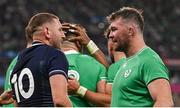 7 October 2023; Peter O’Mahony of Ireland and Finn Russell of Scotland during the 2023 Rugby World Cup Pool B match between Ireland and Scotland at the Stade de France in Paris, France. Photo by Brendan Moran/Sportsfile