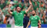 7 October 2023; Rónan Kelleher of Ireland celebrates after his side's victory in the 2023 Rugby World Cup Pool B match between Ireland and Scotland at the Stade de France in Paris, France. Photo by Ramsey Cardy/Sportsfile