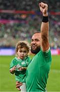 7 October 2023; Jamison Gibson-Park of Ireland with his daughter Iris after the 2023 Rugby World Cup Pool B match between Ireland and Scotland at the Stade de France in Paris, France. Photo by Brendan Moran/Sportsfile