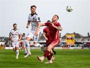 7 October 2023; Bartlomiej Kukulowicz of Bohemians in action against Stephen Walsh of Galway United during the Sports Direct Men’s FAI Cup semi-final match between Galway United and Bohemians at Eamonn Deacy Park in Galway. Photo by Stephen McCarthy/Sportsfile