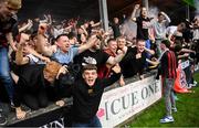 7 October 2023; Bohemians supporters celebrate their goal, scored by Dylan Connolly, not pictured, during the Sports Direct Men’s FAI Cup semi-final match between Galway United and Bohemians at Eamonn Deacy Park in Galway. Photo by Stephen McCarthy/Sportsfile