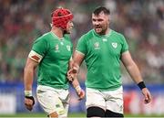 7 October 2023; Josh van der Flier and Peter O’Mahony of Ireland during the 2023 Rugby World Cup Pool B match between Ireland and Scotland at the Stade de France in Paris, France. Photo by Harry Murphy/Sportsfile