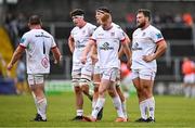 7 October 2023; Greg McGrath of Ulster, right, during the pre-season friendly match between Ulster and Glasgow Warriors at Kingspan Breffni in Cavan. Photo by Ben McShane/Sportsfile