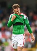 8 October 2023; Cian Murphy of Cork City reacts during the Sports Direct Men’s FAI Cup semi-final match between Cork City and St Patrick's Athletic at Turner’s Cross in Cork. Photo by Eóin Noonan/Sportsfile