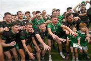 8 October 2023; Erin’s Own Cargin players celebrate after the Antrim County Senior Club Football Championship final match between Cuchullians Dunloy and Erin’s Own Cargin at Corrigan Park in Belfast. Photo by Ramsey Cardy/Sportsfile