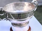 8 October 2023; A general view of the Fenagh Cup before the Leitrim County Senior Club Football Championship final match between Mohill and St Mary's Kiltoghert at Avant Money Páirc Seán Mac Diarmada in Carrick-on-Shannon, Leitrim. Photo by Piaras Ó Mídheach/Sportsfile