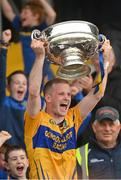 8 October 2023; Summerhill captain Padhraig Geraghty lifts the Keegan Cup after their side's victory in the Meath County Senior Club Football Championship final match between Summerhill and Ratoath at Páirc Tailteann in Navan, Meath. Photo by Seb Daly/Sportsfile