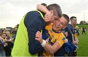 8 October 2023; Summerhill manager Conor Gillespie, left, and Ronan Ryan celebrate after their side's victory in the Meath County Senior Club Football Championship final match between Summerhill and Ratoath at Páirc Tailteann in Navan, Meath. Photo by Seb Daly/Sportsfile