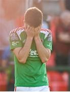 8 October 2023; Barry Coffey of Cork City reacts after the Sports Direct Men’s FAI Cup semi-final match between Cork City and St Patrick's Athletic at Turner’s Cross in Cork. Photo by Eóin Noonan/Sportsfile