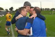 8 October 2023; Summerhill manager Conor Gillespie, back, celebrates with his backroom staff during the Meath County Senior Club Football Championship final match between Summerhill and Ratoath at Páirc Tailteann in Navan, Meath. Photo by Seb Daly/Sportsfile
