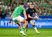 7 October 2023; Finn Russell of Scotland in action against Dan Sheehan of Ireland during the 2023 Rugby World Cup Pool B match between Ireland and Scotland at the Stade de France in Paris, France. Photo by Brendan Moran/Sportsfile