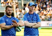 7 October 2023; Leinster head coach Leo Cullen and contact skills coach Sean O'Brien before the pre-season friendly match between Castres Olympique and Leinster at Stade Pierre Fabre in Castres, France. Photo by Manuel Blondeau/Sportsfile