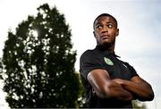 9 October 2023; Aidomo Emakhu poses for a portrait during a Republic of Ireland U21's media day at the Carlton Hotel Blanchardstown in Dublin. Photo by Sam Barnes/Sportsfile