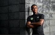 9 October 2023; Aidomo Emakhu poses for a portrait during a Republic of Ireland U21's media day at the Carlton Hotel Blanchardstown in Dublin. Photo by Sam Barnes/Sportsfile