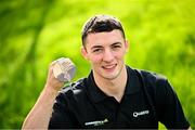 9 October 2023; Rhys McClenaghan of Ireland pictured with his gold medal on his return at Dublin Airport after winning in the Men's Pommel Horse Final at the 2023 World Artistic Gymnastics Championships. Photo by Ramsey Cardy/Sportsfile