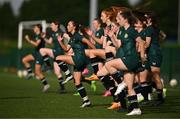 9 October 2023; Republic of Ireland players, including Amy Tierney, centre, during a Republic of Ireland women's U17 training session at the FAI National Training Centre in Abbotstown, Dublin. Photo by Ben McShane/Sportsfile