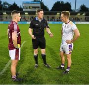 7 October 2023; Referee Colm McCarthy speaks to Darren Byrne of Raheny and Shane Cunningham of Kilmacud Crokes before the shoot-out to decide the Dublin County Senior Club Championship Football Semi-Final match between Kilmacud Crokes and Raheny at Parnell Park in Dublin. Photo by Stephen Marken/Sportsfile