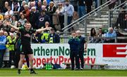 8 October 2023; Cuchullians Dunloy manager Anthony McQuillan during the Antrim County Senior Club Football Championship final match between Cuchullians Dunloy and Erin’s Own Cargin at Corrigan Park in Belfast. Photo by Ramsey Cardy/Sportsfile