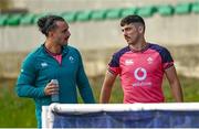 10 October 2023; James Lowe and Jimmy O’Brien during an Ireland rugby squad training session at Stade Omnisports des Fauvettes in Domont, France. Photo by Harry Murphy/Sportsfile