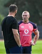 10 October 2023; Head coach Andy Farrell speaks to Keith Earls during an Ireland rugby squad training session at Stade Omnisports des Fauvettes in Domont, France. Photo by Harry Murphy/Sportsfile