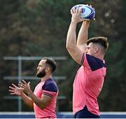 10 October 2023; Dan Sheehan, right, and Jamison Gibson-Park during an Ireland rugby squad training session at Stade Omnisports des Fauvettes in Domont, France. Photo by Harry Murphy/Sportsfile