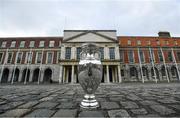 10 October 2023; UEFA have today announced the host associations for UEFA EURO 2028, with the Aviva Stadium in Dublin, and Casement Park in Belfast included as host stadiums. Pictured is The Henri Delaunay Trophy at Dublin Castle in Dublin. Photo by Ramsey Cardy/Sportsfile