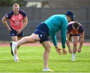 10 October 2023; Keith Earls, left, during an Ireland rugby squad training session at Stade Omnisports des Fauvettes in Domont, France. Photo by Harry Murphy/Sportsfile