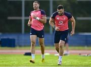 10 October 2023; Robbie Henshaw, right, and Stuart McCloskey during an Ireland rugby squad training session at Stade Omnisports des Fauvettes in Domont, France. Photo by Harry Murphy/Sportsfile