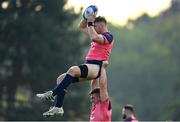 10 October 2023; Peter O’Mahony is lifted by Dan Sheehan during an Ireland rugby squad training session at Stade Omnisports des Fauvettes in Domont, France. Photo by Harry Murphy/Sportsfile