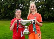 10 October 2023; Eimear Lafferty of Sligo Rovers, left, and Katie Keane of Athlone Town during a Women's FAI Cup Semi-Finals media day at FAI Headquarters in Abbotstown, Dublin. Photo by Piaras Ó Mídheach/Sportsfile